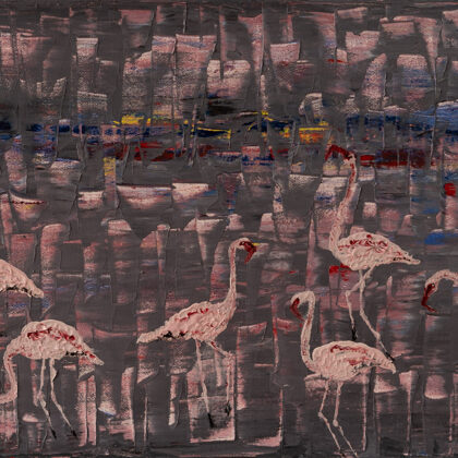 “Autumn. Rain... Yet you're all flamingo” For strength, endurance. Acrylic 90 * 30. € 320