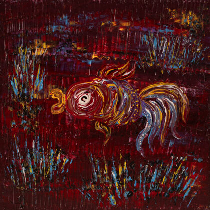 “Crimson evening at the bottom." For a new beginning, for dating. Acrylic 20 * 20. € 90